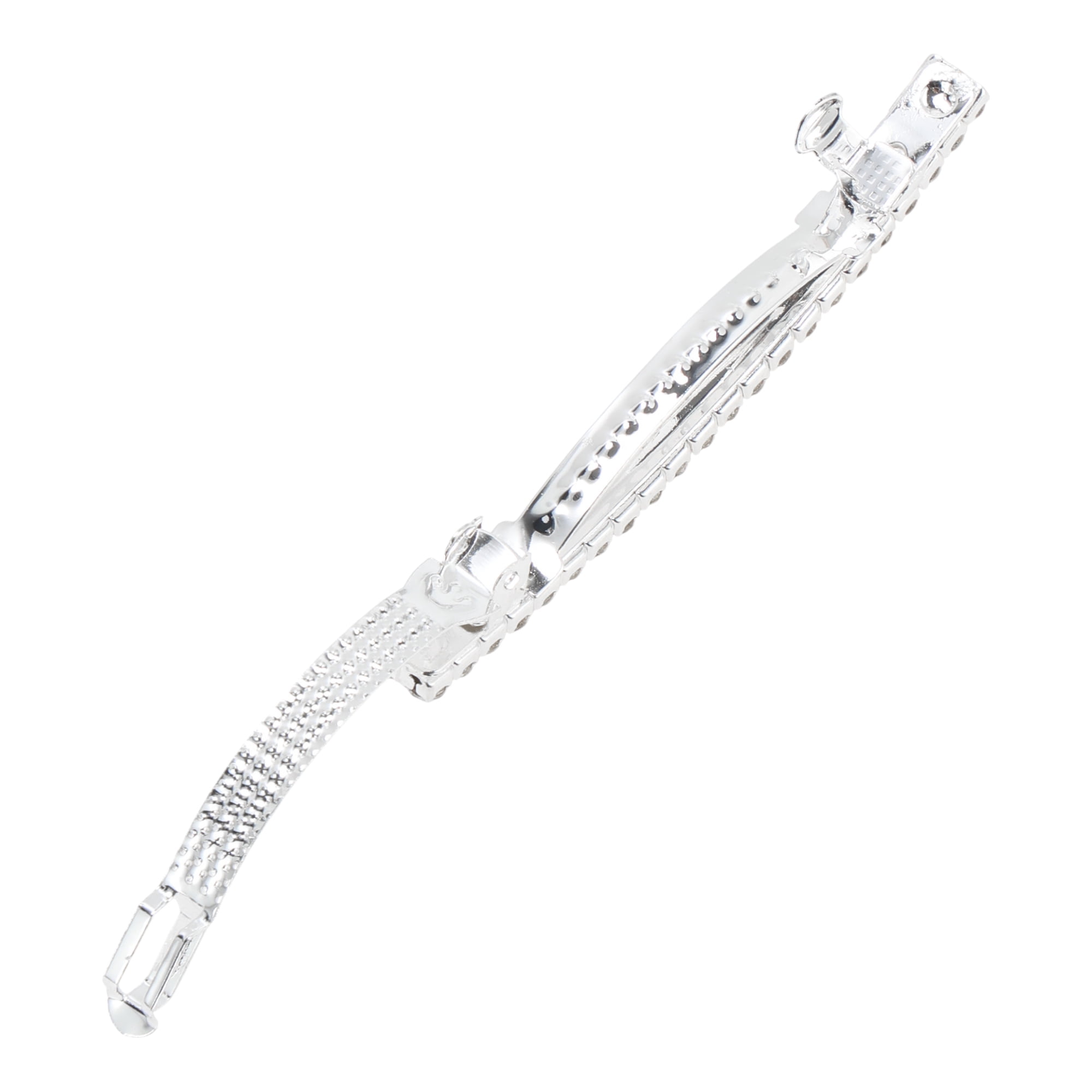 Unique Bargains Grace Crystal Spring Clip Hairpin 2-Row Hair Barrettes Silver Tone