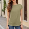 thumbnail image 2 of Endives Women's Short Sleeve T Shirts Casual Solid Color Tops Basic Loose Crew Neck Pullover Tee, 2 of 8
