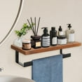 thumbnail image 4 of Hand Towel Holder/Towel Ring with Wooden Shelf, Premium Metal Hand Towel Rack, Hand Towel Hanger for Bathroom, Bath Accessories Wall Mounted (Matte Black, 12 Inch), 4 of 9