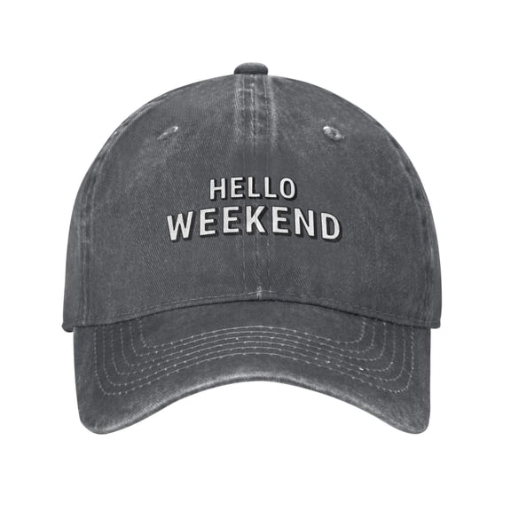 Hello Weekend Baseball Cap Vintage Soft Washed Denim,Golf Dad Hat Adjustable Trucker Hats for Men Women Unisex Adult,Deep Heather