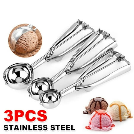 

YaSaLy 3PCS Stainless Steel Ice Cream Scoop Spoon Melon Baller Cookie Mash Muffin Spoon