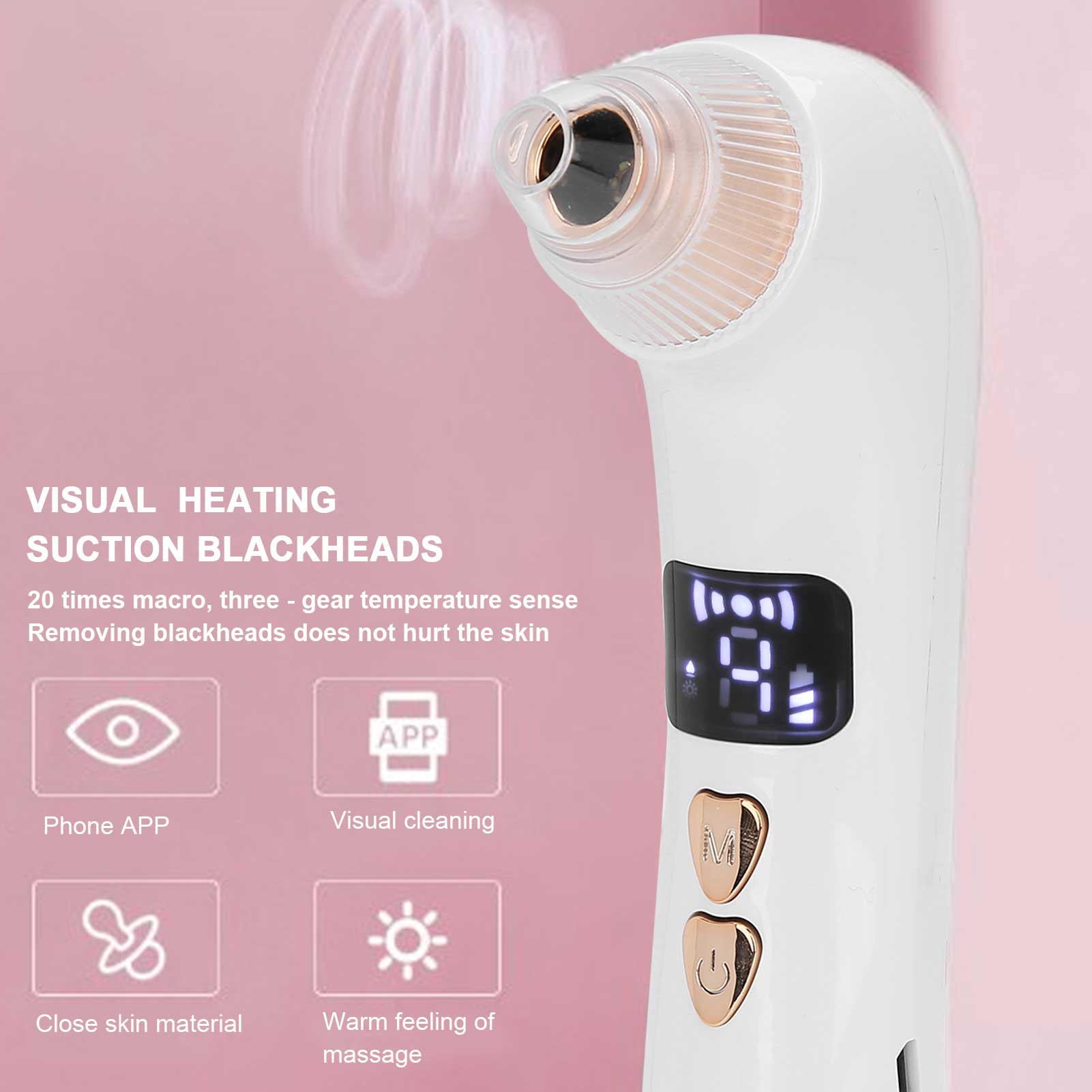 Yajisi Visual Blackhead Remover Vacuum Pore Cleaner with Hot Compress 5 Suction Levels 6 Replaceable Probes for Facial Deep Cleaning 7.87 x 5.51 x 1.97 in