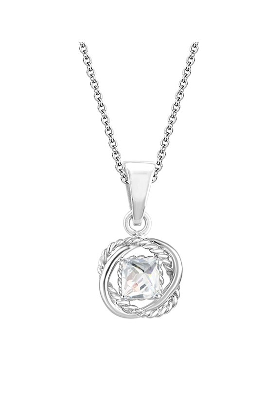 Sterling Silver with Natural Choice Of Gemstone Twisted Wire Pendant with 18" Chain