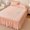 Pink, variant on Cotton valance bed cover - elegant bed skirt with 45cm drop height - soft & breathable mattress cover