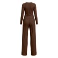thumbnail image 7 of YHCY Women 2 Piece Loungewear Set Slim Long Sleeve Crewneck Trackshirts Fall Trendy Drawstring Waisted Wide Leg Sweatpants Comfy Stretchy Suits Comfy Sets Athletic Lounge Sweatsuit Coffee M, 7 of 7