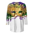 thumbnail image 5 of PMUYBHF Mode Femme Carnaval Imprimé Numérique Décontracté Manches Trois-Quarts Col Rond T-Shirt Haut 8021 TG, 5 of 5