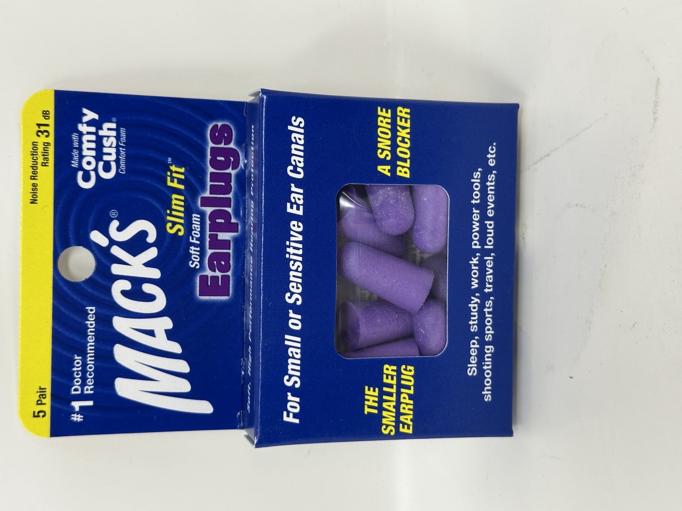 Bouchons D'oreilles Mack's Safesound Slim Fit - Lot De 10 Paires En Mousse Souple - Neuf Sous Emballage