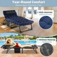 thumbnail image 4 of FICISOG Folding Camping Cot, Outside Adults Reclining Folding Chaise with Pillow, Gray&Blue, 4 of 14