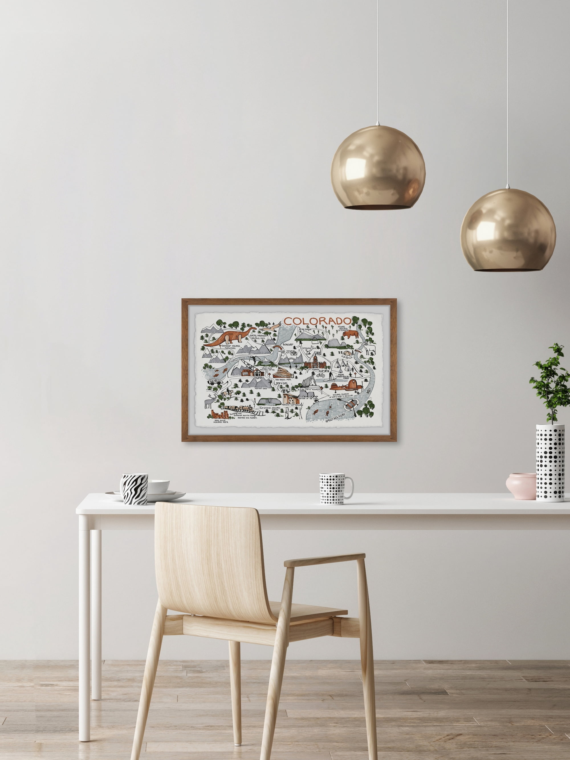 Marmont Hill Colorado Map Destinations IV Framed Wall Art, 16" x 24"