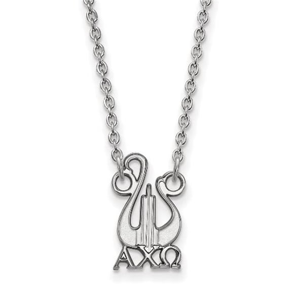 LogoArt Sterling Silver Alpha Chi Omega Extra Small Pendant Necklace With 18 Inch