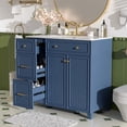 thumbnail image 2 of 36" Modern Small Bathroom Storage Cabinet, Bathroom Organizer Cabinet with Soft Close, Compact Vanity Unit for Small Spaces with Ceramic Sink for Bathroom, Blue, 2 of 9
