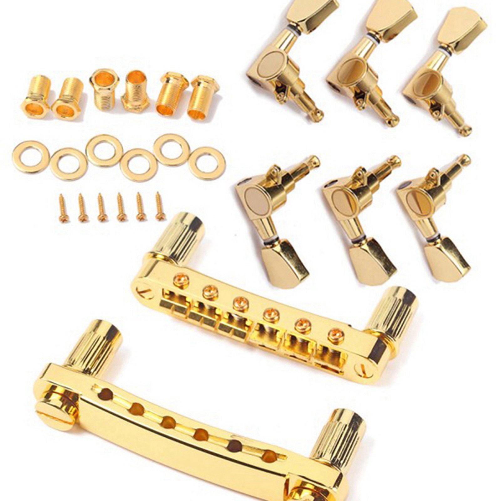 2 Set Gold String Saddle Tune-O- Bridge&Tailpiece for Gb Lp Style Electric Guitar