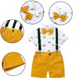 thumbnail image 4 of WOLLED Toddler Baby Boy Formal Outfits 9M-7T Infant Gentleman Short Sleeve Button Shirts+bowtie+suspender Shorts, 4 of 9