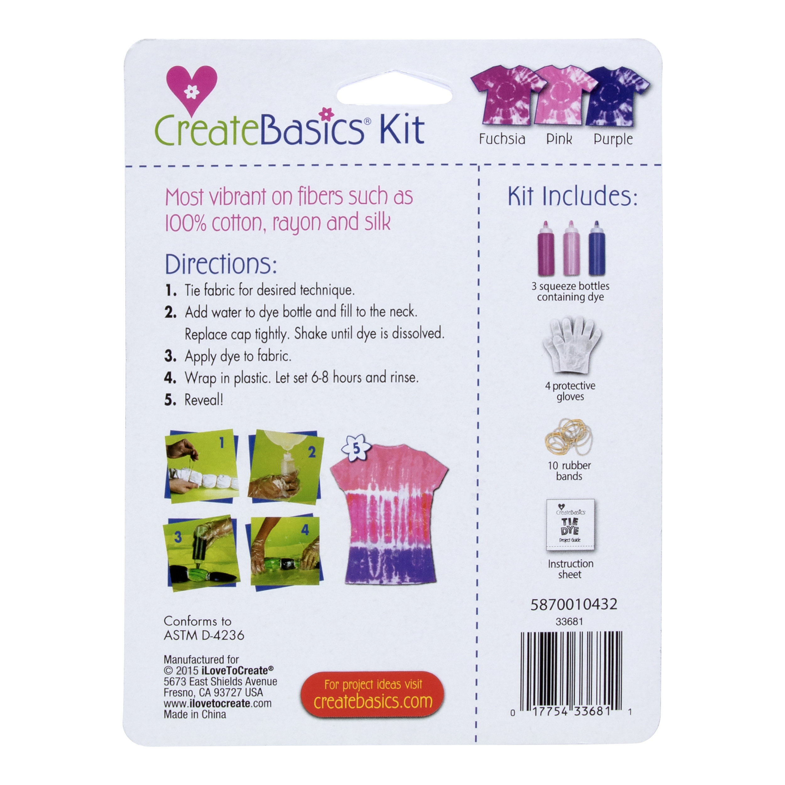 Create Basics 3 Color Tie Dye Kit Princess, Trial Size Pack