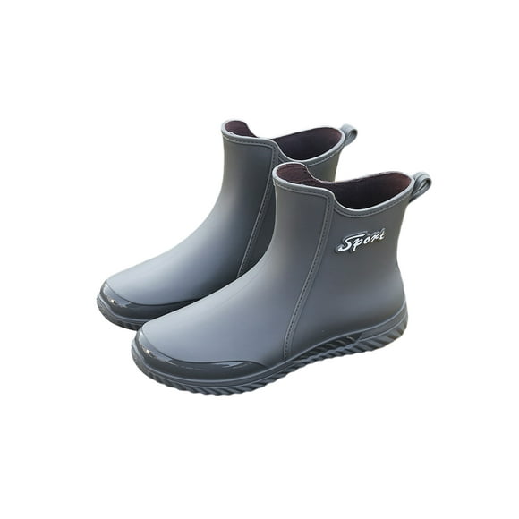 UKAP Men's Rain Boots Slip Resistant Garden Shoes Wide Calf Rubber Boot Work Rainboot Casual Grey-No Velvet 6.5