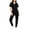 Black, variant on Womens Jogger Scrub Sets Two Piece Medical Uniforms Short Sleeve Deep V Neck Tops Elastic Waistband Track Pants with Pockets Dental Spa Healthcare Workwear Outfits
