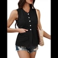 thumbnail image 2 of Chaleco de Traje de Verano para Mujer, Informal, Sin Mangas, con Botones y Cuello en V, Color Negro, Talla M, 2 of 10