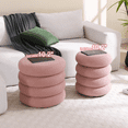 16 Inch Small Ottoman Foot Rest Sherpa Storage Ottoman for Toys Pink