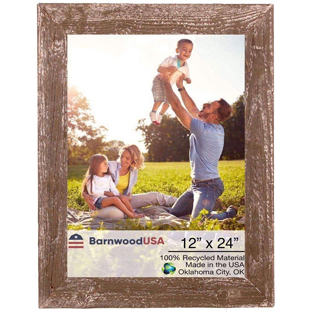 Rustic Farmhouse 12 x 24 Espresso Reclaimed Wood Picture Frame (1.5in