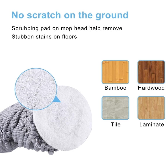 Twist Mop with 2 Reusable Microfiber Heads | Easy Wringing Mop | 57.5 Inch Long Handle | Floor Cleaning Mop for Hardwood, Tile, Vinyl and ()