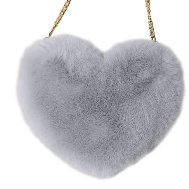 Monedero para teléfono móvil Bolso bandolera en forma de corazón de felpa con cadena