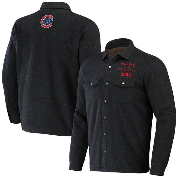 Men's Darius Rucker Collection by Fanatics Black Chicago Cubs Ringstop-Full-Snap Shacket