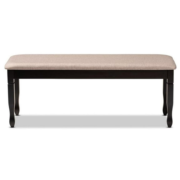 Bowery Hill Modern Upholstered and Brown Finished Wood Dining Bench