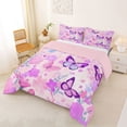 thumbnail image 2 of Erosebridal Flying Butterflies Full Size Comforter Sets 3 Pieces For Teens,Girls Spring Garden Flowers Bedding Sets,Pink Purple,Pink Reversible, 2 of 6