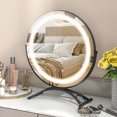 thumbnail image 1 of Gymax 16'' Round Makeup Vanity Mirror 3 Color Dimmable Lights Memory Function Black, 1 of 10