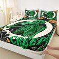 thumbnail image 4 of Feelyou Spooky Skeleton Skull Queen Sheets, Horror Pumpkin Bat Queen Sheet Sets, Black Green, 4pcs, 1 Flat Sheet, 1 Fitted Sheet and 2 Pillowcases, 4 of 5