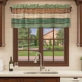 thumbnail image 6 of 2 Pack Farmhouse Dark Sage Green Brown Valances for Windows Bedroom Living Room Window Treatments, Vintage Wooden Striped Rod Pocket Valance Drapes Short Kitchen Curtains Over Sink 60"x18", 6 of 8