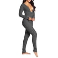 thumbnail image 2 of BEAFNKSG Women Jumpsuit Romper Pajamas Butt Button Back Flap Bodysuit Long Sleeve Plaid Romper Sleepwear, 2 of 3