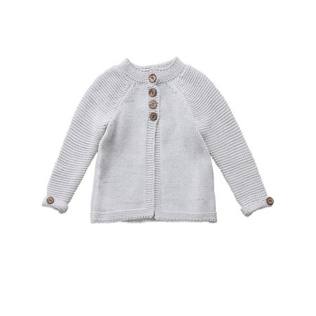 

Sunisery Toddler Baby Boys Girls Cardigan Knitted Sweaters Solid Coat Autumn Winter Outerwear Gray 2-3 Years