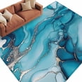 thumbnail image 2 of 5x8 Washable Area Rug, Turquoise Marble Non-Slip Large Rectangle Rug for Living Room Dining Room, Abstract Marble Indoor Floor Mat for Home Decor, 2 of 9