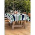 thumbnail image 4 of 60x120 Inch Outdoor Tablecloth with Umbrella Hole Zipper Rectangle Green Grey Striped Rectangular Tablecloths Outside Waterproof Farmhouse Stripes Modern Abstract Art Patio Table Cover for Picnic, 4 of 8