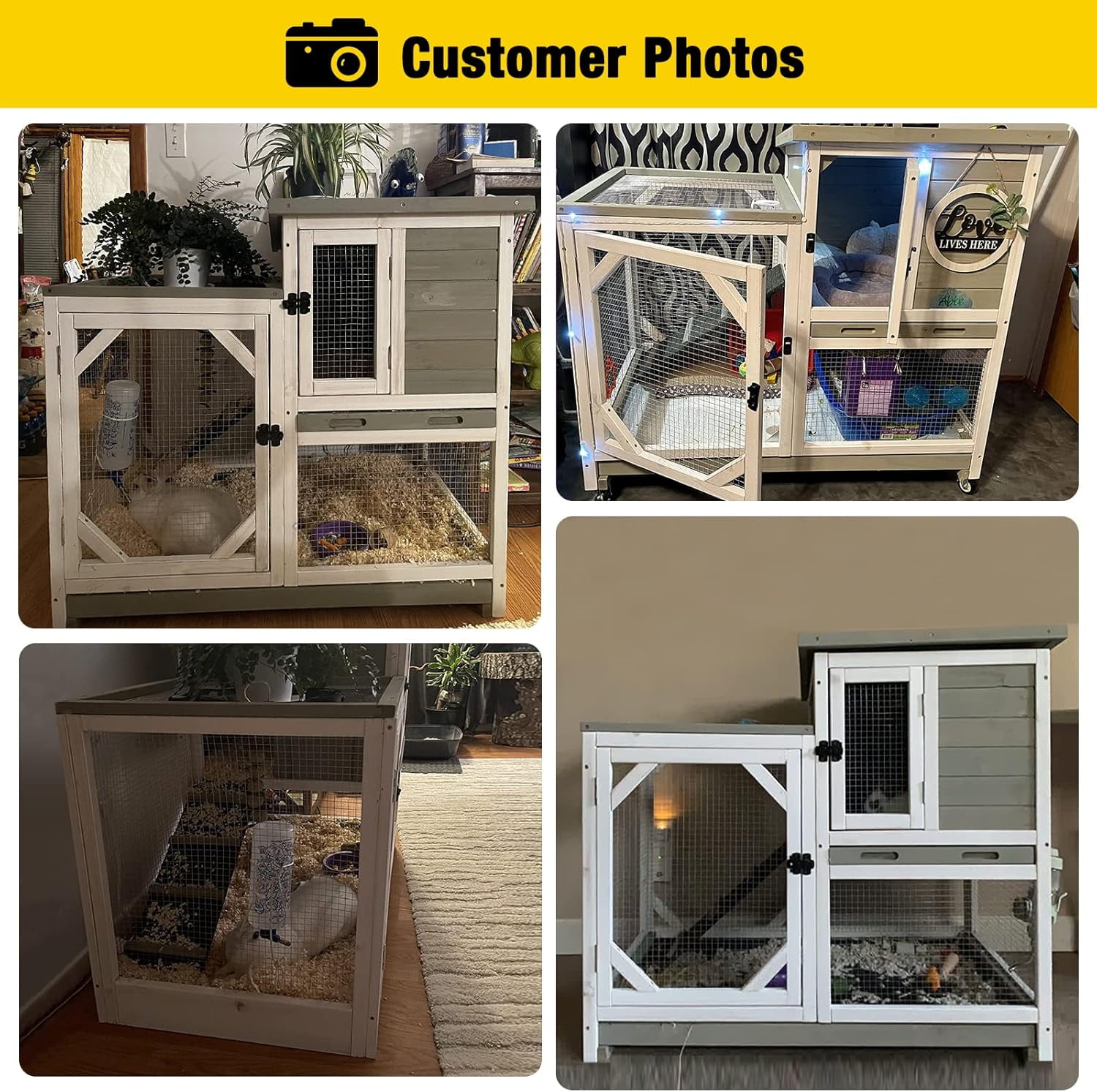 Aivituvin Outdoor Rabbit Hutch Indoor Bunny Cage-Mocca Without Wire Mesh