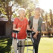 Costway Folding Aluminum Alloy Wheel Walking Frame Adjustable Walker with Armrest Support Silver