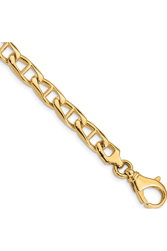 14K Yellow Gold 6.9mm Hand-Polished Anchor Link Bracelet (9 X 6.9) Made In Peru lk100-9