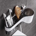 thumbnail image 4 of Kitchen-dream Haartrocknerhalter,Fönhalter Ohne Bohren, Fönhalter mit 2 Ablagefächer, Badezimmer Ablage-Grau, 4 of 5