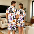 thumbnail image 7 of JULMCOMO Halloween Pajamas for Couples Ghost Cat Pumpkin Print Button Down Collared Holiday Two Piece Sets Elastic Waist Soft Pajama Shorts White-Men L, 7 of 7