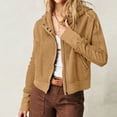 thumbnail image 2 of Yuyuzo Womens Coats Long Sleeve Hooded Drawstring Button Zipper Cropped Jackets Fall Casual Solid Color Tops Blouse, 2 of 6