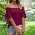 thumbnail image 3 of Camiseta de viaje para mujer camiseta informal con cuello en V a la moda para ir de compras (Púrpura XXL) FLhrweasw Para estrenar, 3 of 6