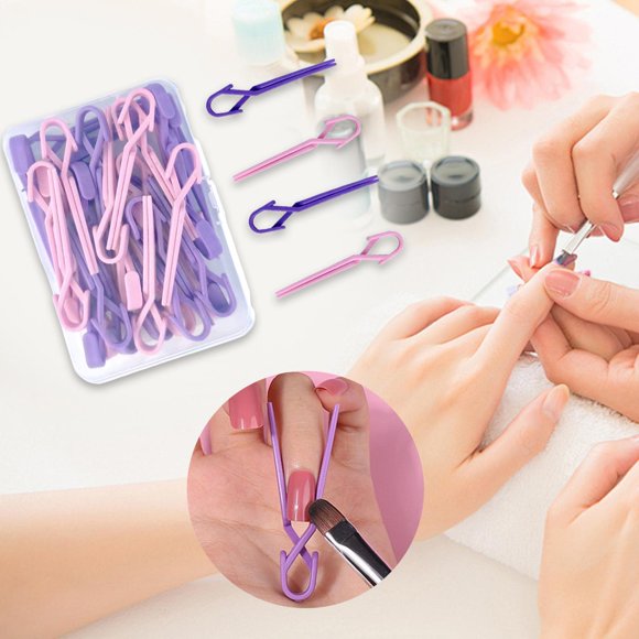 Protector de esmalte de uñas para dedos, accesorios para decoración de uñas, clip portátil para decoración de uñas, fácil de usar, curva en C fácil Rosa púrpura