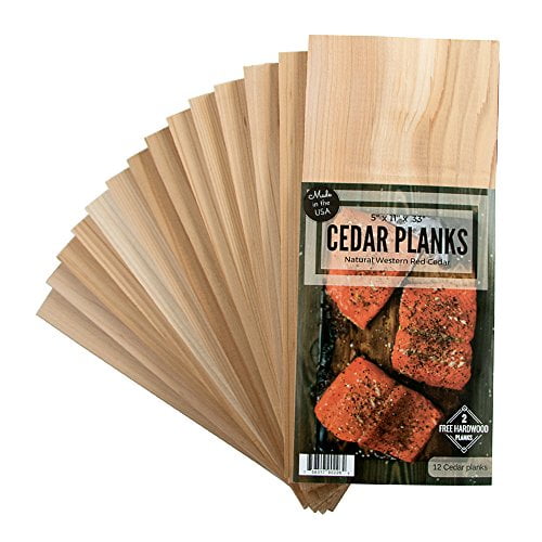 Cook Salmon Pork Chops and More Cedar Grilling Planks 12 Pack Plus 2 Free Alder Planks Western Red Cedar 5 x 11 Inches Size for 2-4 Servings Vegetables