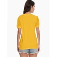 thumbnail image 3 of Women's V-Neck Cropped T-Shirt - Swiss Dot Puff Sleeve Casual Top - Loose Fit Summer Basic Tee, 3 of 6