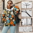 thumbnail image 6 of Renewold Hippie Flower Orange Blue Women's Oversized Sweatshirts Fleece Hoodies Casual Long Sleeve Sweaters Oversized Jackets Pullover Comfy Workout Clothes Athletic Clothing for Ladies Girls, 4XL, 6 of 7