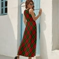 thumbnail image 6 of Maxi Dress Green Red Plaid Dress Checkerboard Trendy V Neck Design Bohemia Long Dresses Casual Oversized Vestido, 6 of 7