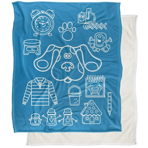 Blues Clues Blanket, 50"x60" Blue's Clues Icon Collage Silky Touch Sherpa Back Super Soft Throw Blanket