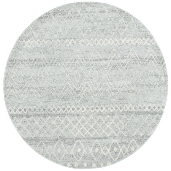SAFAVIEH Madison Hannah Geometric Area Rug, Silver/Ivory, 6'7" x 6'7" Round