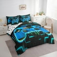 thumbnail image 4 of Feelyou 3D Blue Gamepad Twin Bedding Sets 7-Piece, Fashion Neon Square Bedding Comforter Set, Teens Kids Boys Girls Reversible Sheet Sets, Luxury Bedroom Decor, 4 of 9